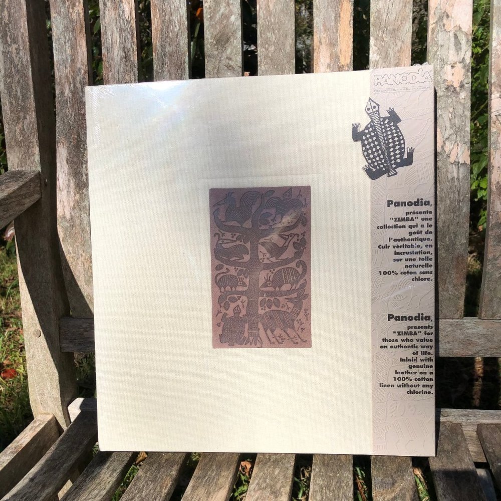 Unused photo scrap book album Panodia luxurious canvas with leather inlay